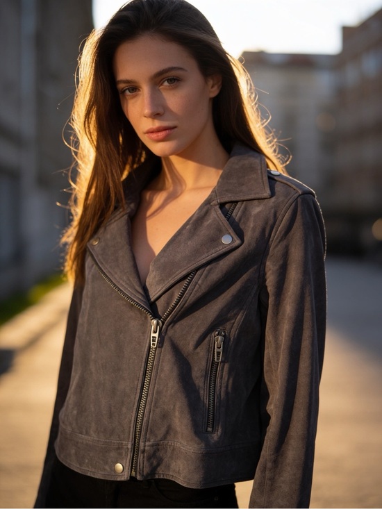 Blank NYC Jackets & Blazers - BLANKNYC Gray Faux Suede Moto Jacket Asymmetrical Zip Small